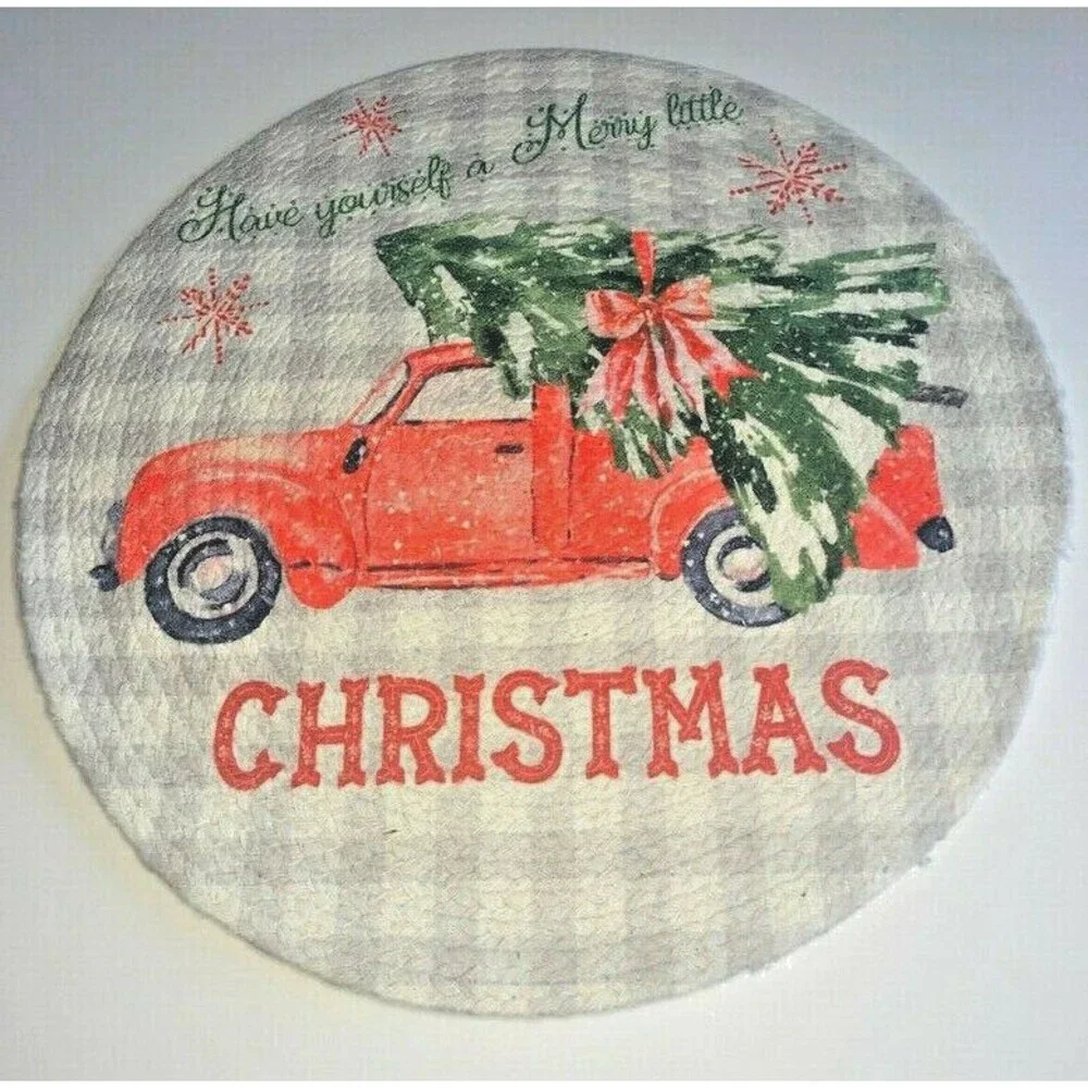 Christmas Tree Red Farm Truck Placemats Set of 4 Braided Cotton 15